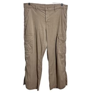 American Eagle Wide Leg Cargo Pant Women 14 Beige Lyocell Relaxed Fit Utility